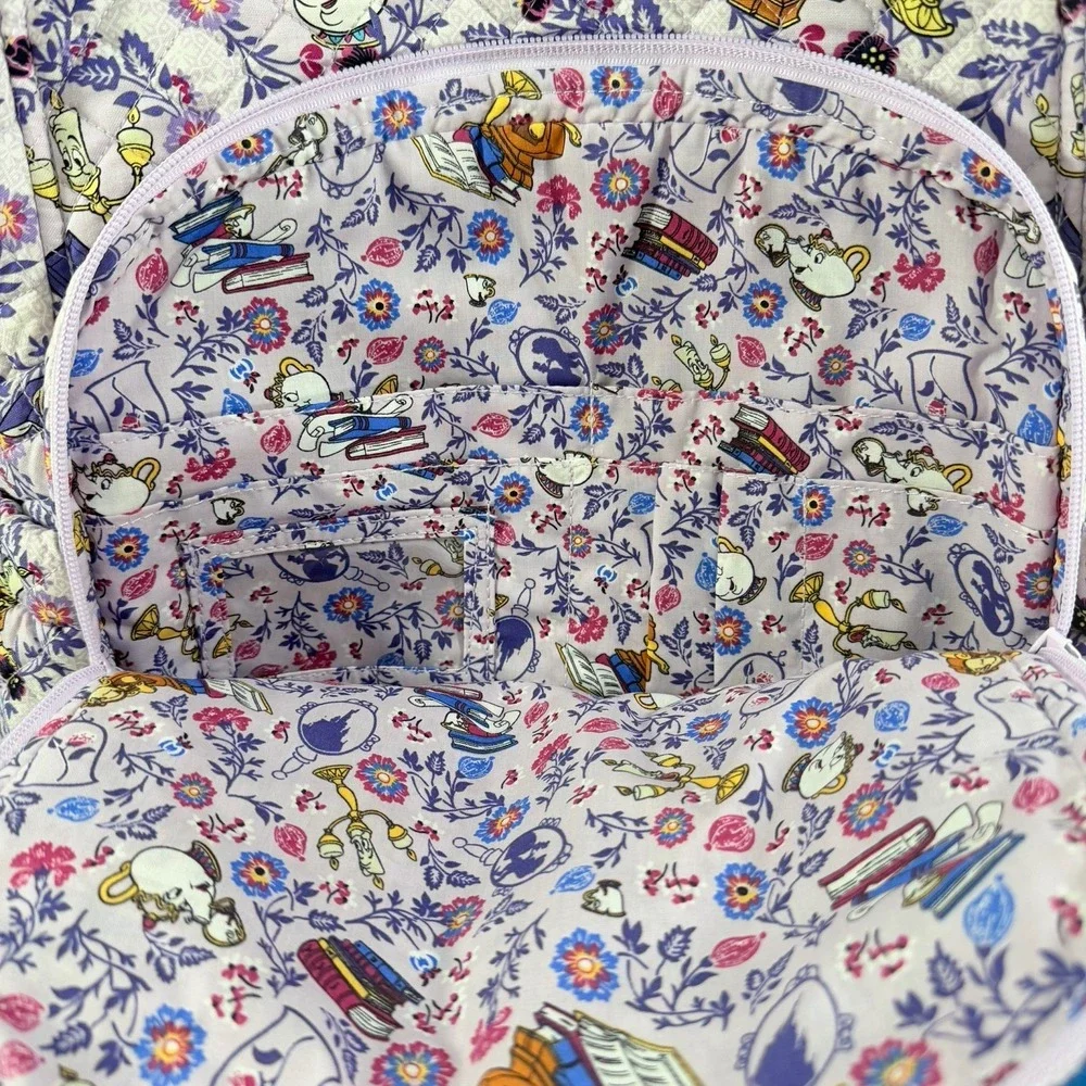 Vera Bradley Belle Floral Campus Backpack Beauty & Beast Disney Full Size Purple